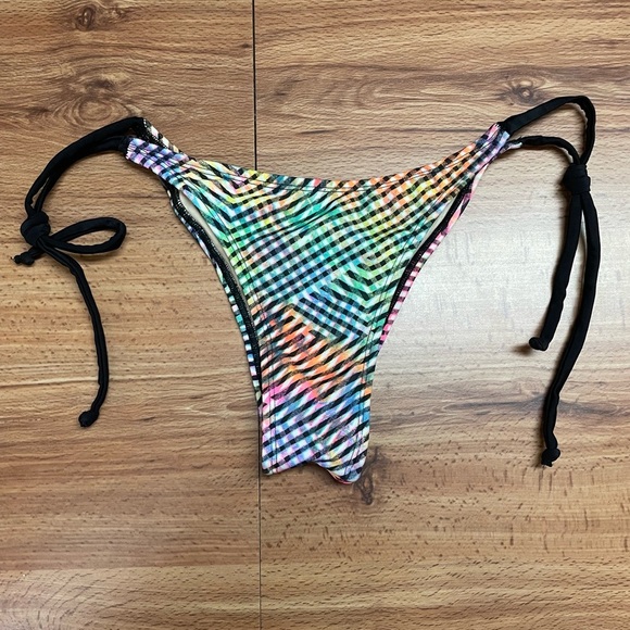 Colorful Pincheck Brazilian Bikini Bottom - Picture 1 of 5